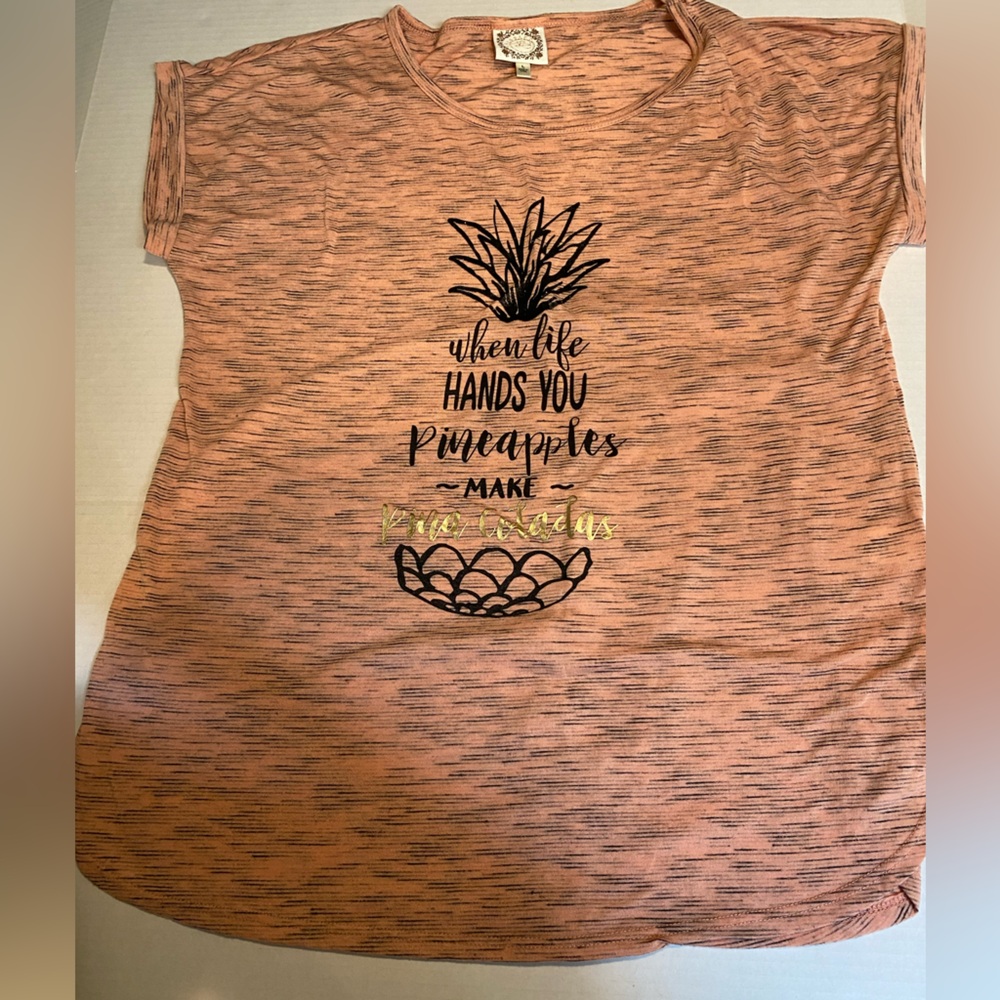 Women’s Short Sleeve Graphic Pink Black Truself Pina Colada Tshirt
